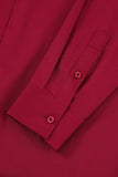 Men's Red Wrinkle-Free Solid Long Sleeves Dress Shirt
