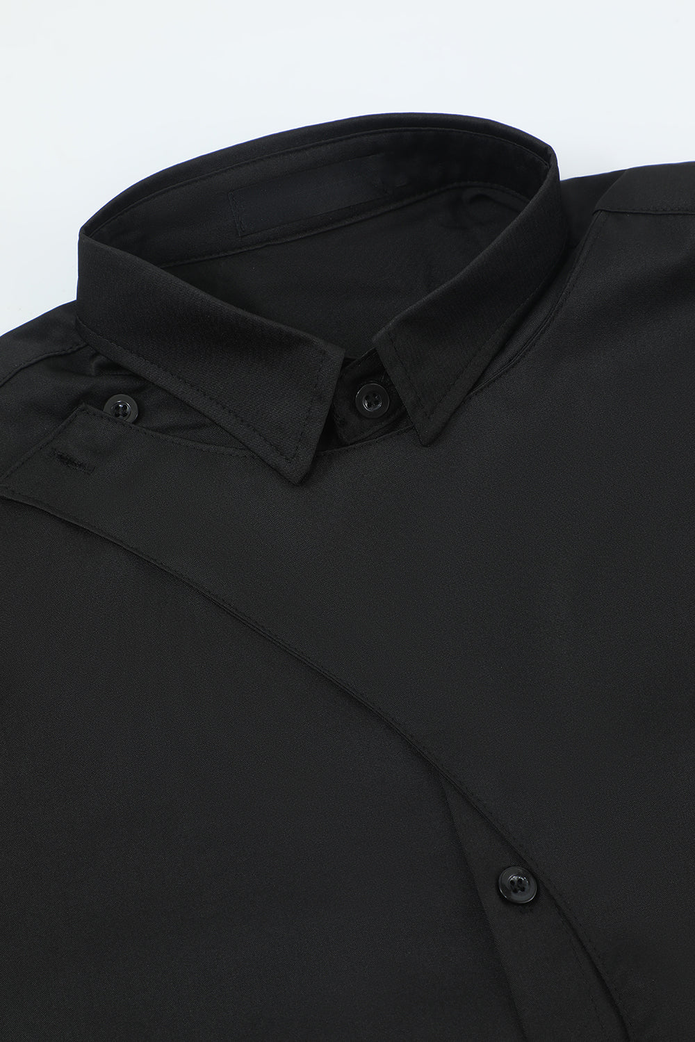 Black Men's Wrinkle-Free Solid Long Sleeves Dress Shirt