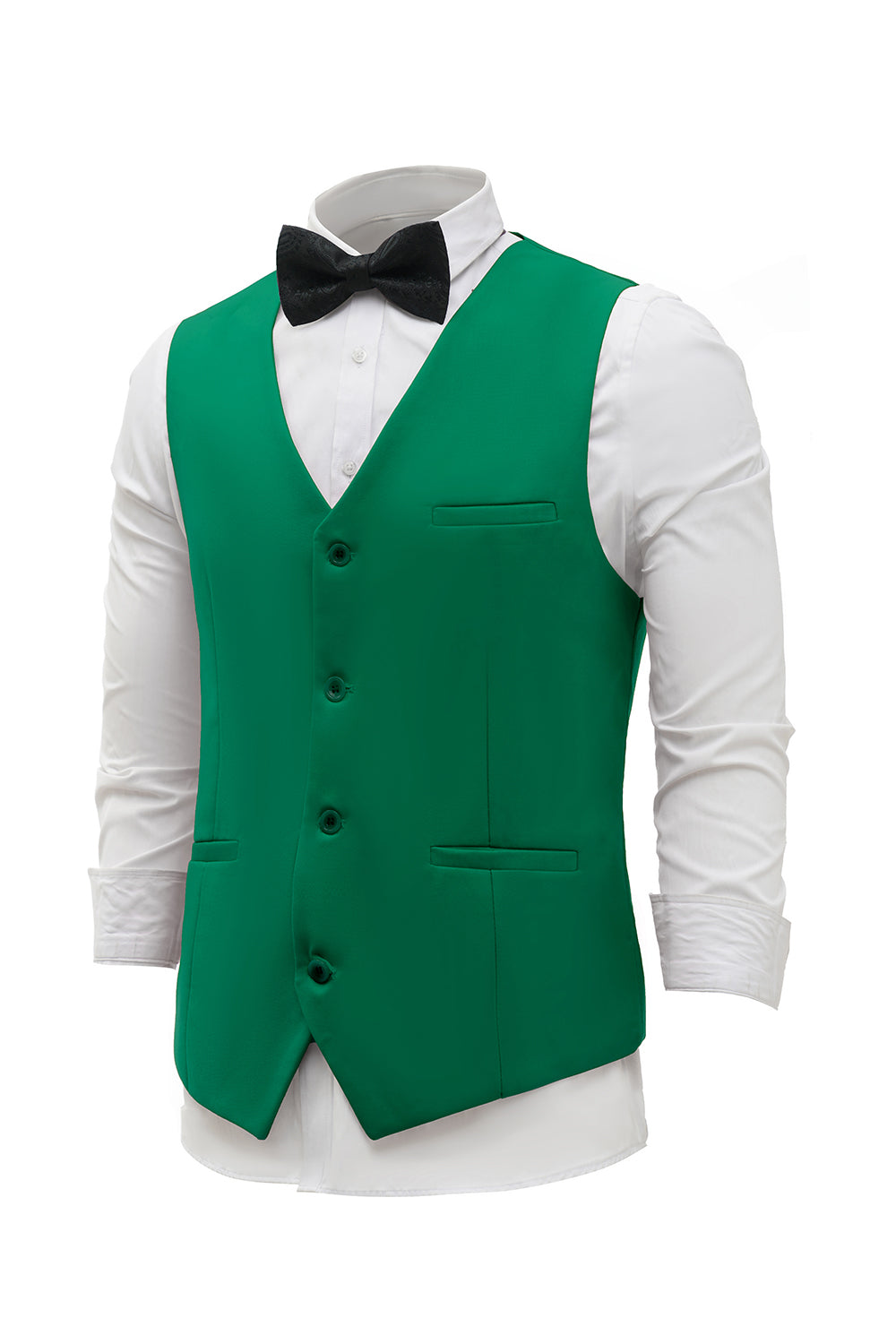 Green Single Breasted Shawl Lapel Men's Suit Vest