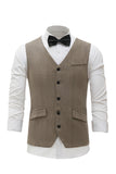 Khaki Solid Single Breasted Shawl Lapel Men's Suit Vest