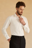 Long Sleeves White Solid Men's Suit Shirt