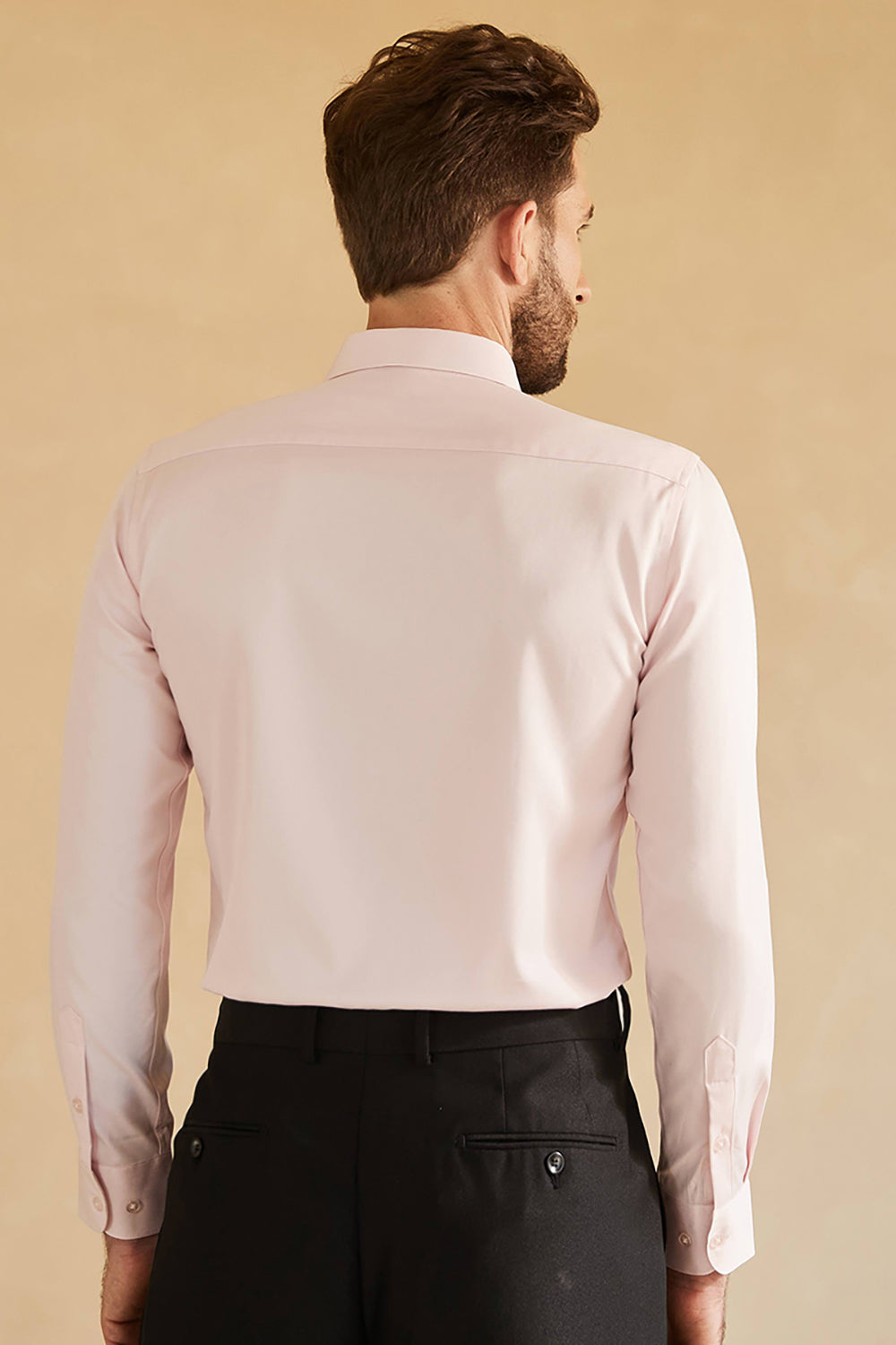Long Sleeves Light Khaki Solid Suit Shirt