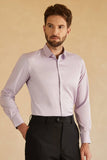 Long Sleeves Pink Solid Suit Shirt