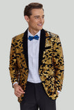 Gold Men's Blazer Slim Fit Solid One Button Business Suit Jacket