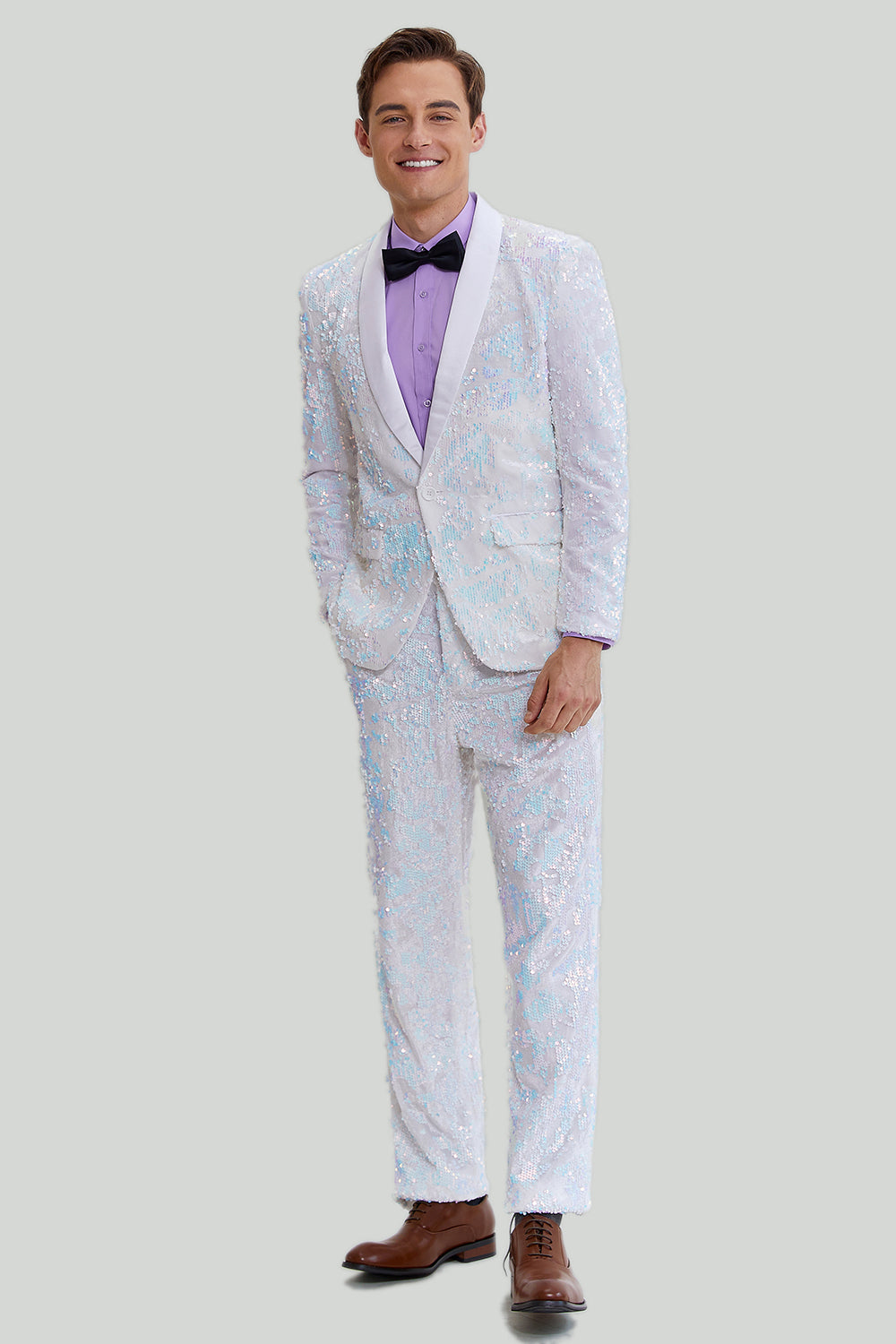 ZAPAKA Men's White Homecoming Suits Slim Fit 2 Piece One Button