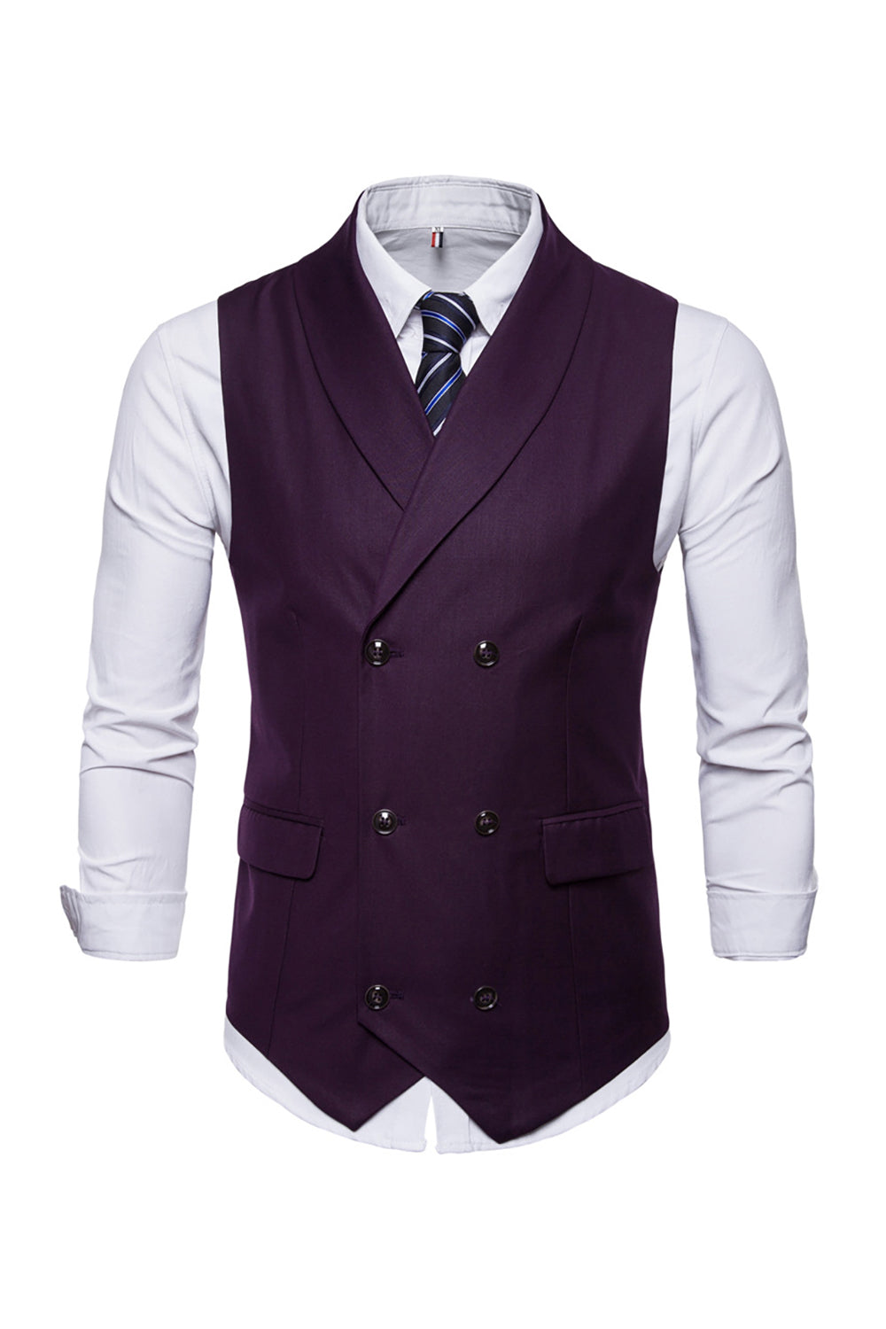 Black Double Breasted Shawl Lapel Men's Suit Vest