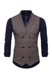 Grey Pinstripe Double Breasted Shawl Lapel Men's Suit Vest