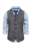 Grey Notched Lapel Men Vest with Shirts Accessories Set