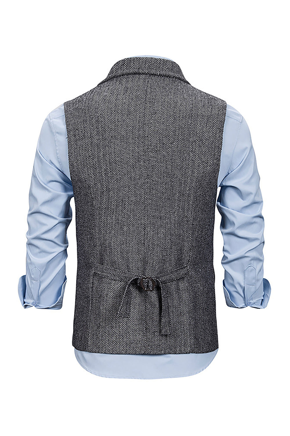 Grey Notched Lapel Men Vest with Shirts Accessories Set
