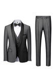 Grey Shawl Lapel Men's 3 Pieces Suits