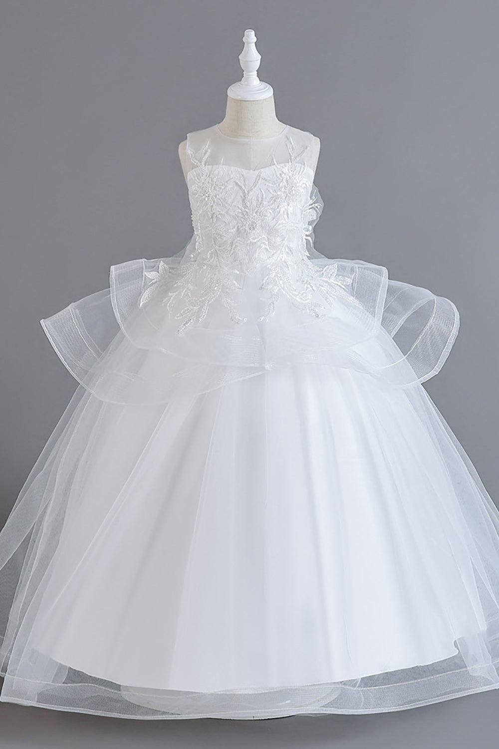 Tulle Blush Flower Girl Dress with Appliques
