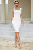 Bodycon White Cocktail Dress with Lace-up