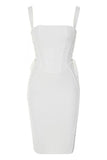 Bodycon White Cocktail Dress with Lace-up