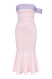 Blush Pink Strapless Mermaid Cocktail Dress