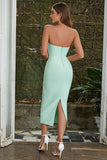 Mint Sweetheart Corset Cocktail Dress With Back Slit
