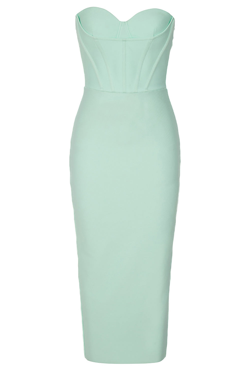 Mint Sweetheart Corset Cocktail Dress With Back Slit