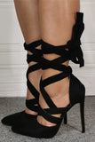 Pointed Toe Black Strappy High Heels
