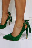 Dark Green Velvet Tassel Stilettos High Heels