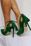 Dark Green Velvet Tassel Stilettos High Heels