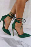 Dark Green Sexy Lace-up Stiletto Shoes