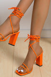 Orange Strappy Block Heeled Sandal