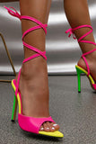 Hot Pink Strappy High Heeled Sandal