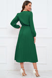 Long Sleeves Dark Green Casual Dress