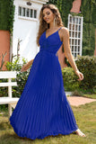 A-Line Spaghetti Straps Royal Blue Formal Dress