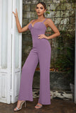 Beaded Purple Jumpsuits For Party