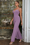 Beaded Purple Jumpsuits For Party