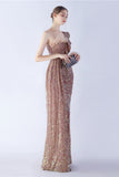 Mermaid One Shoulder Sequin Formal Dress With Feathers