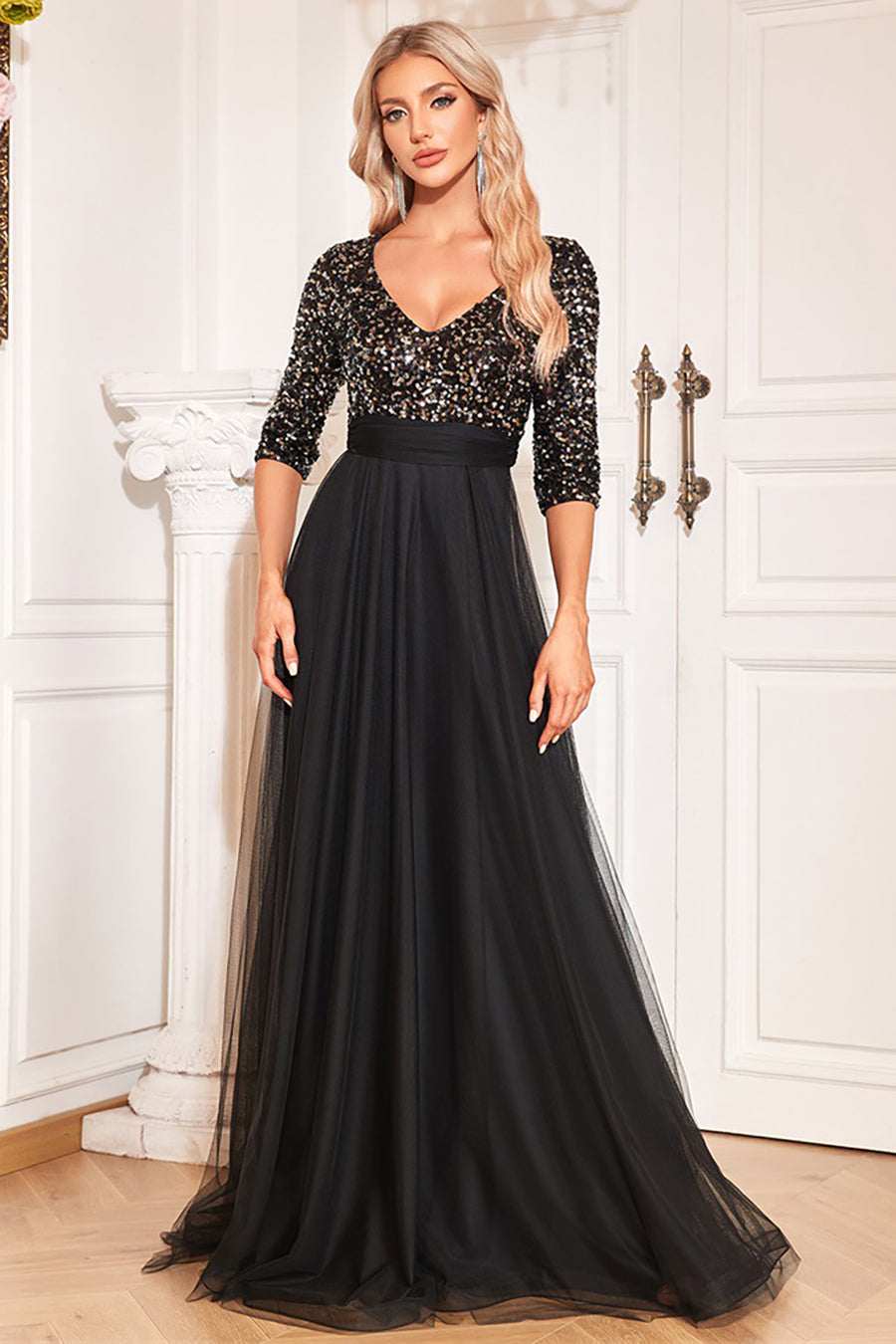 lady godiva dress in black glitter SCALA 61308 main image 1