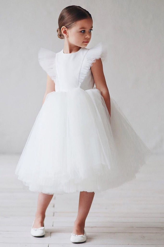 V-Neck Sleeveless Tulle Girl's Dress Azalea