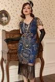 Blue Sequins 1920 Retro Dress with Tassel