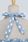 Halter Blue Polka Dots 1950s Dress