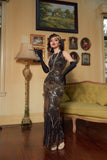 Sexy Backless Black Golden 1920s Dress
