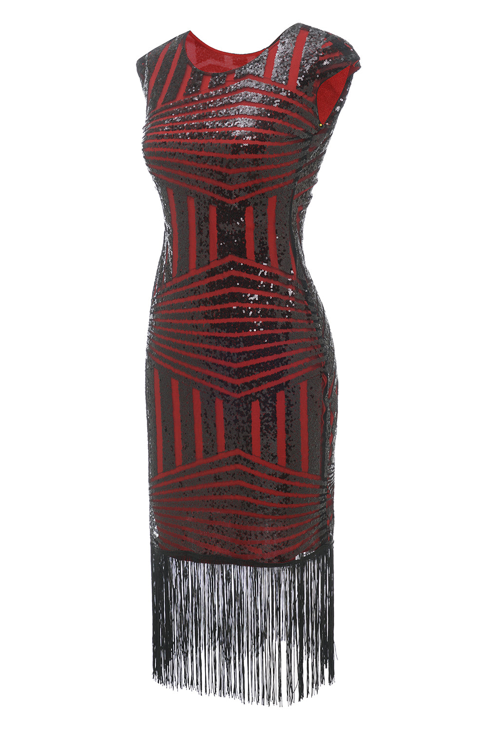 Red Round Neck 1920s Flapper Dress