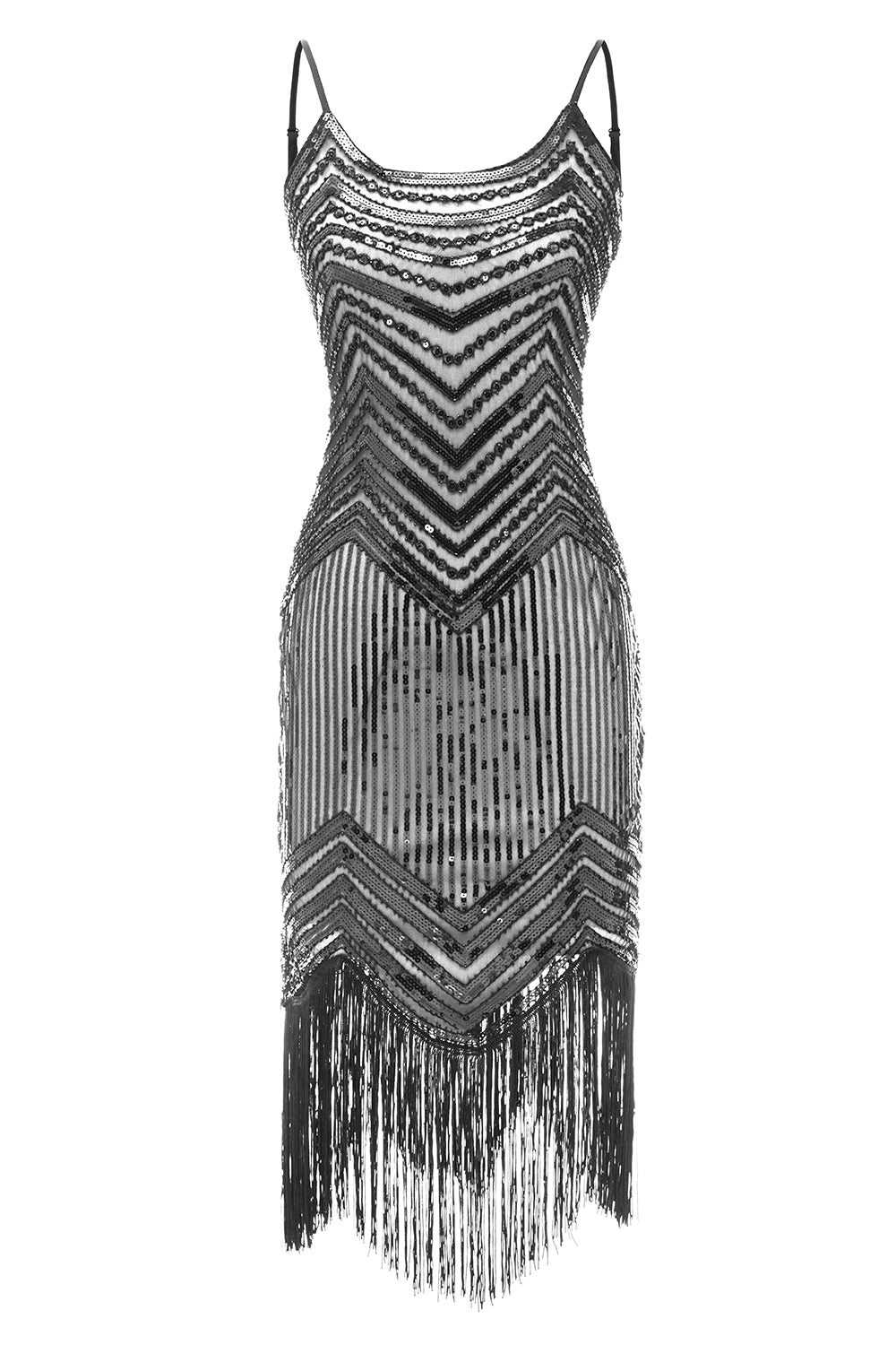 Black Red Spaghetti Straps 1920s Dress