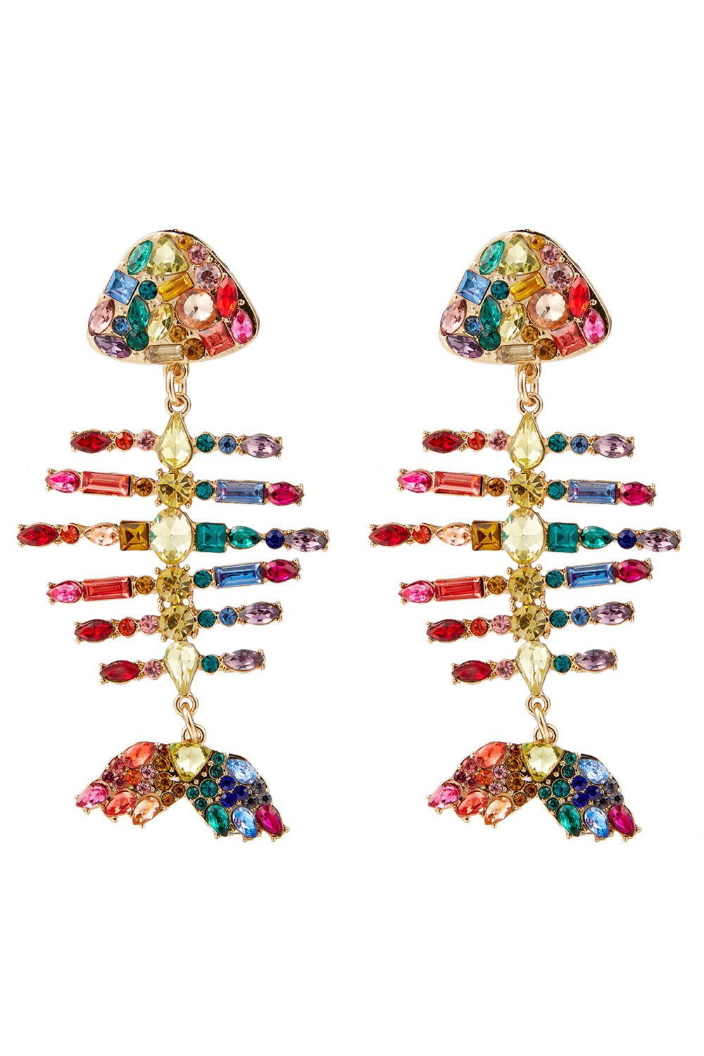 Colorful Beaded Fishbone Earrings