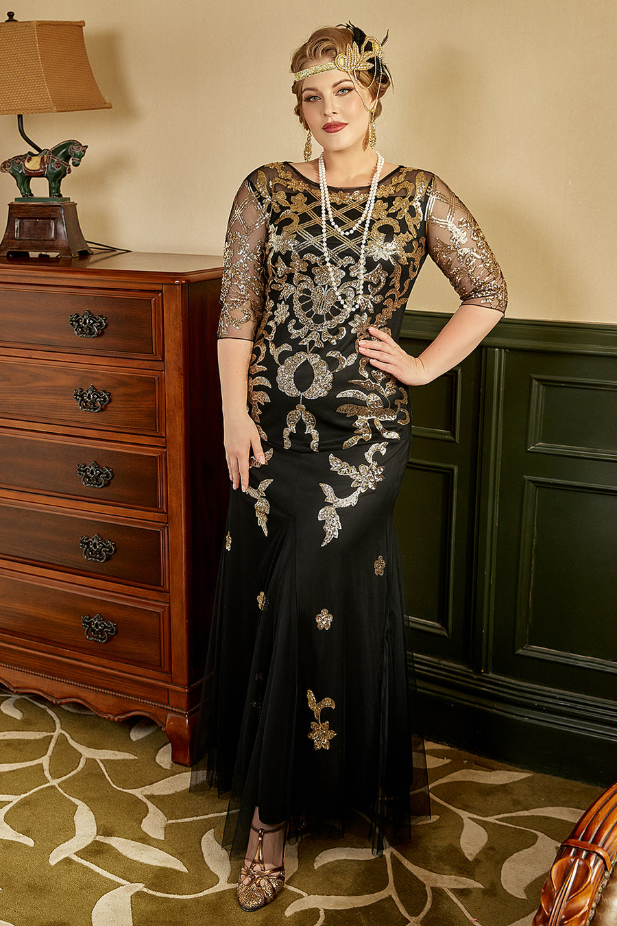 white christmas dresses 1920s Blue Evelyn Plus Size Gatsby Dress – Flapper Boutique main image 0