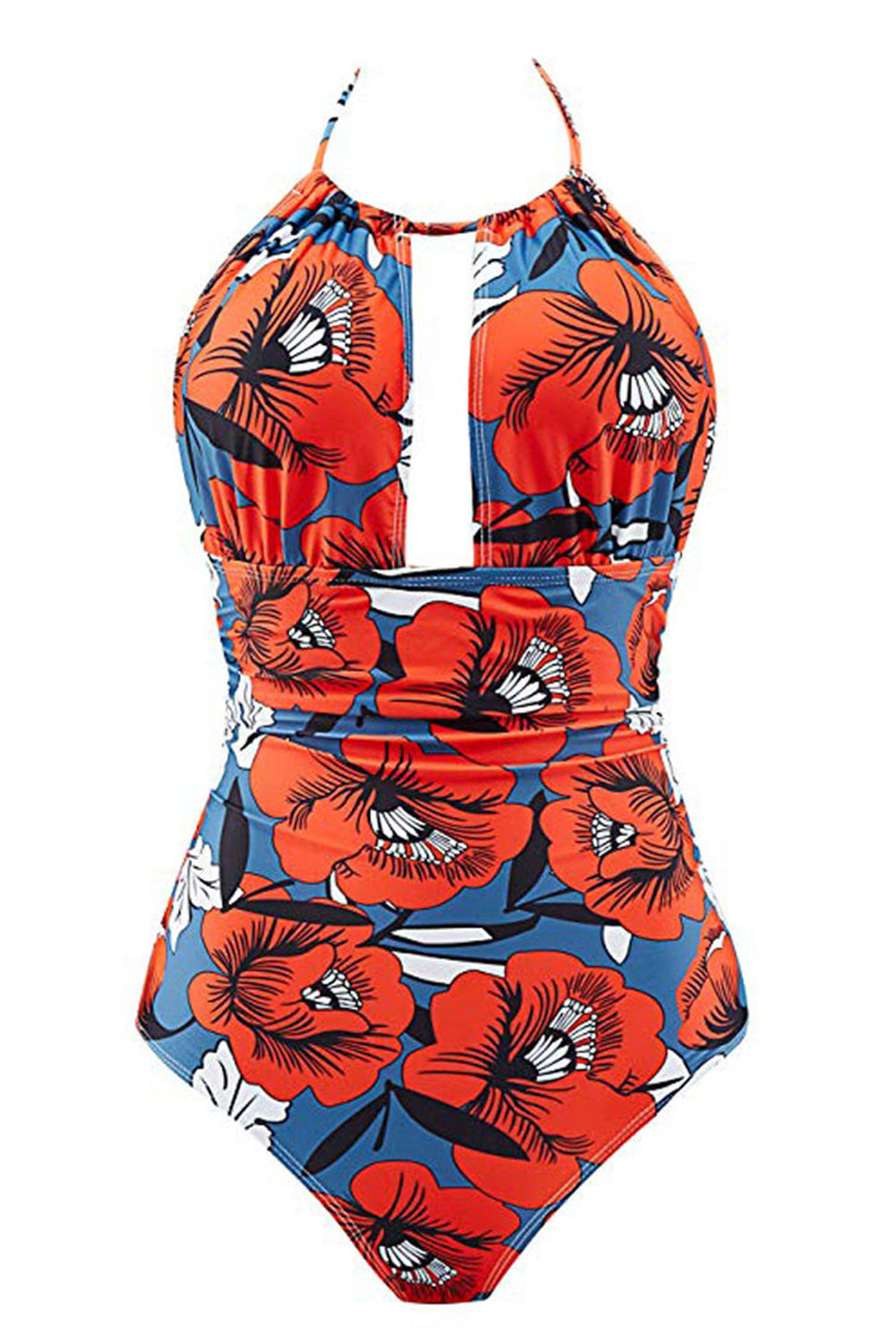Flower One Piece Halter Swimwear