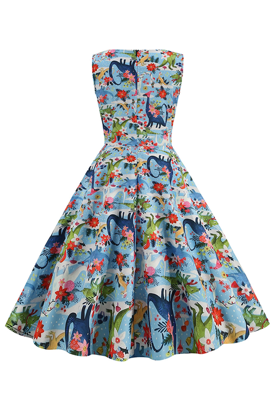 blue v neck dress with sleeves Ocean V-Neck Puff Sleeves 100% Cotton Dress, Blue / XS main image 1