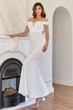 White Off the Shoulder Mermaid Prom Dress