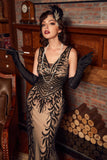 Champagne Sequins Gatsby 1920s Prom Dress