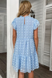 Blue Loose Jacquard Summer Dress