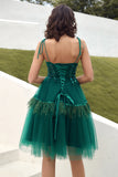 Green Beading Tulle Short Homecoming Dress
