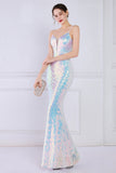 Dazzle Light White Seuiqned Mermaid Prom Dress
