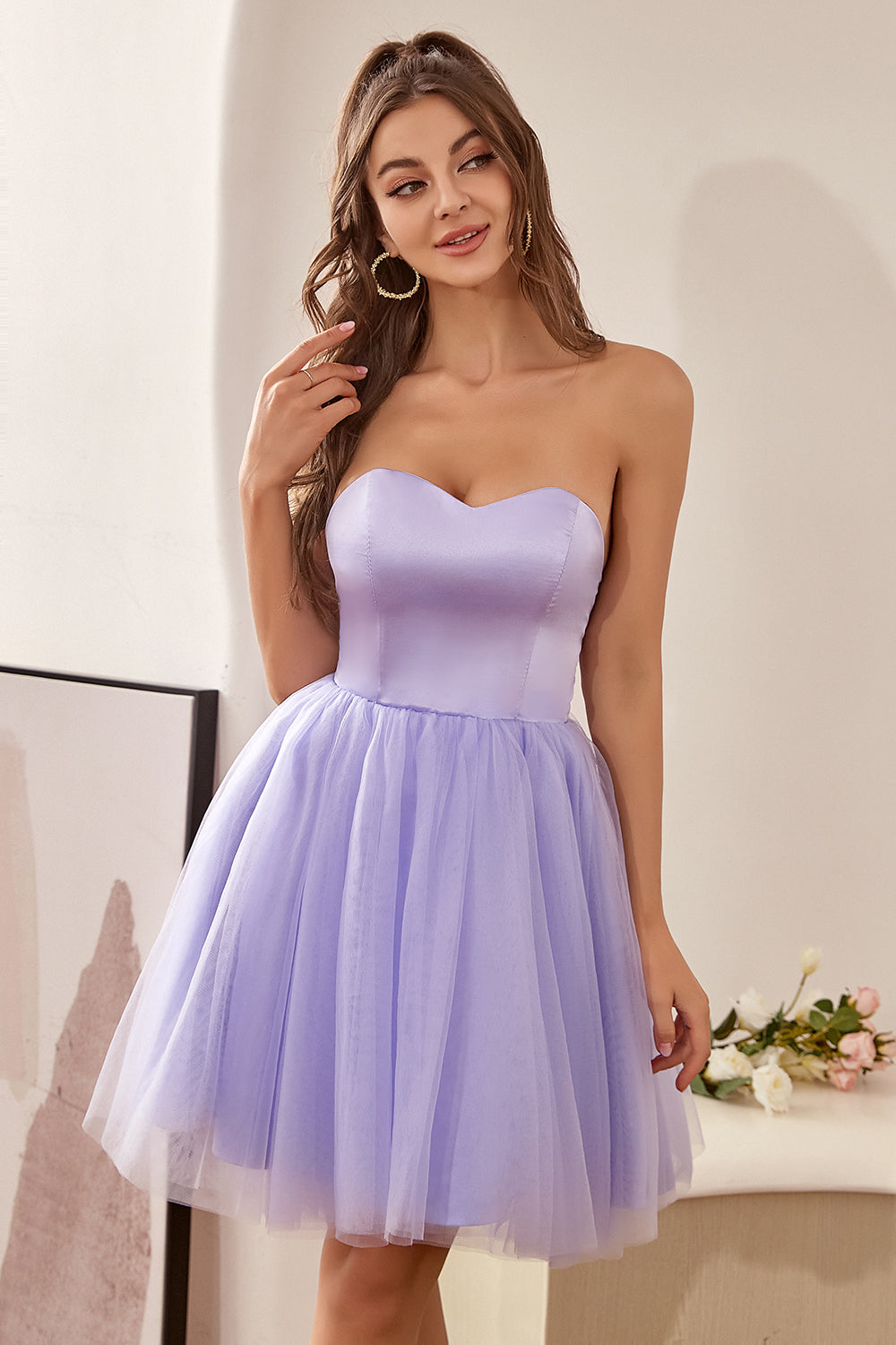 Sweetheart Purple A Line Homecoming Dress