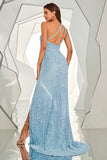 One Shoulder Sequined Mermaid Long Prom Dress