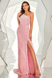 Mermaid One Shoulder Sequined Prom Party Dress